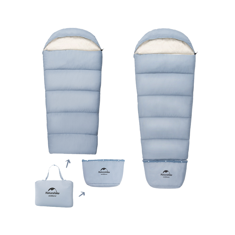 Naturehike detský rastúci spacák C180 1100g - modrý - ľavý