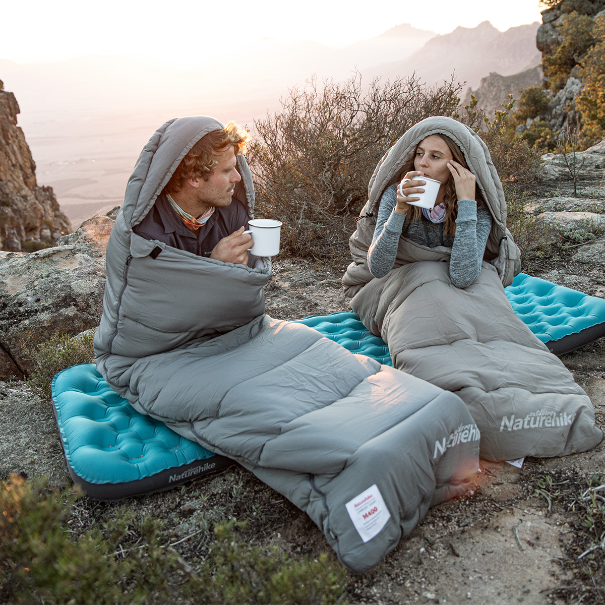 Naturehike prateľný spacák MS500 s kapucňou 2,2 kg - šedý - ľavý