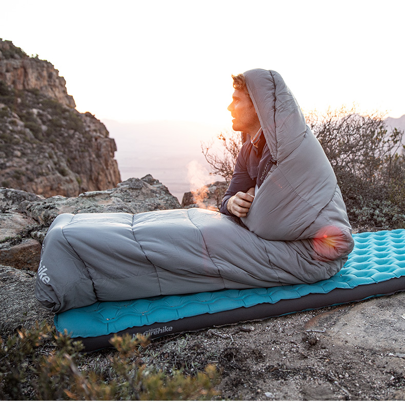 Naturehike prateľný spacák MS500 s kapucňou 2,2 kg - šedý - ľavý